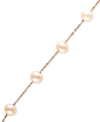 EFFY Collection - Cultured Freshwater Pearl Station Bracelet (5-1/2-6mm) in 14k Gold (Also available in 14k White Gold and 14k Rose Gold)