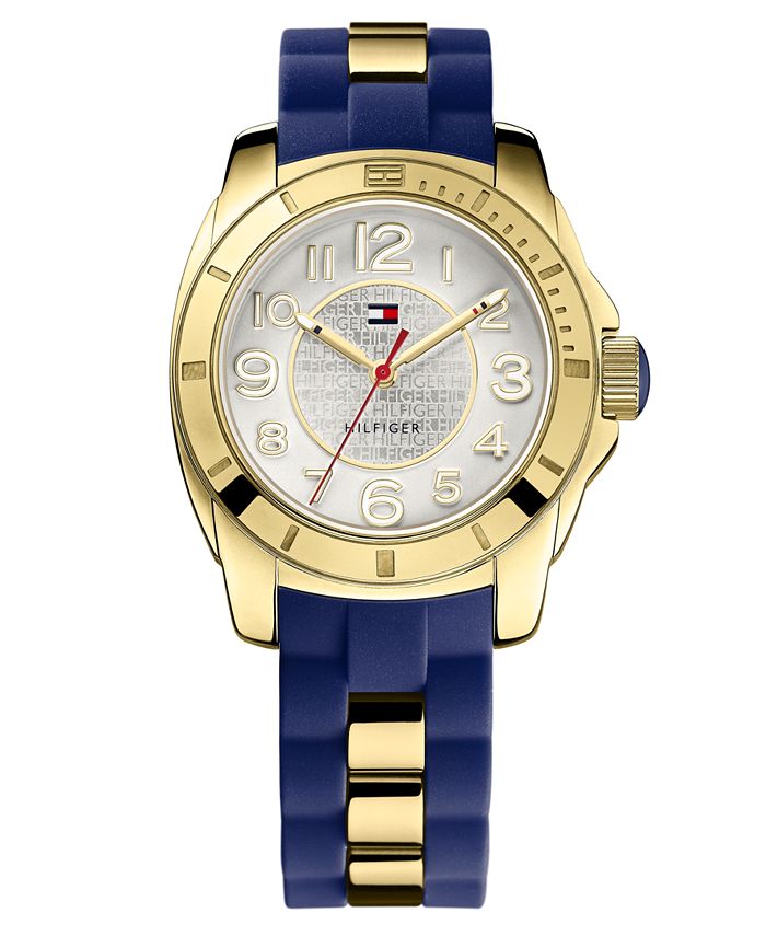 Tommy Hilfiger Watch, Women's Gold Tone Stainless Steel and Navy
