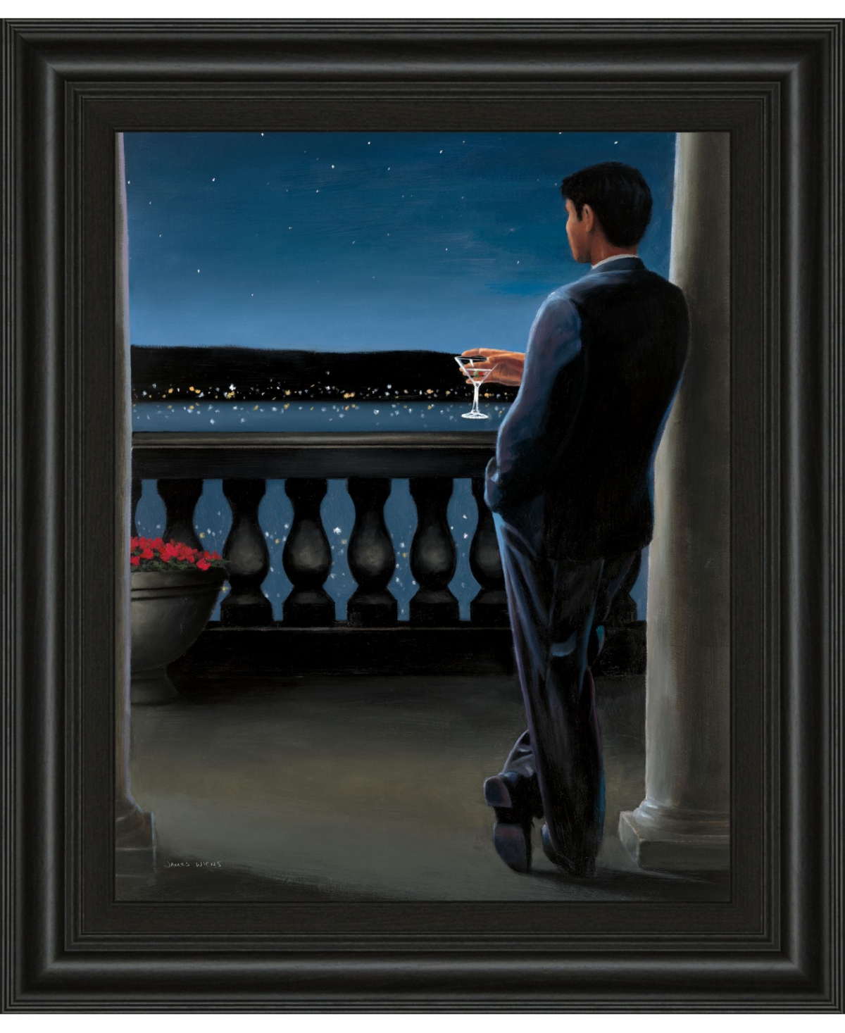 Thinking of Her by James Wiens Framed Print Wall Art, 22" x 26" - Blue