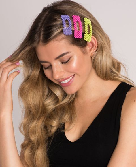 Женские аксессуары Soho Style Beaded Neon Hair Clip 3 Piece Set