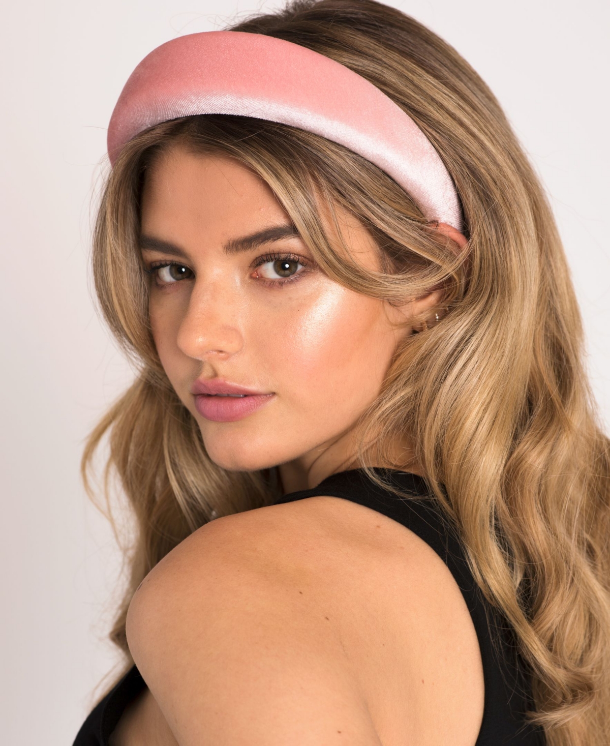 Uptown Girl Padded Velvet Headband - Pink