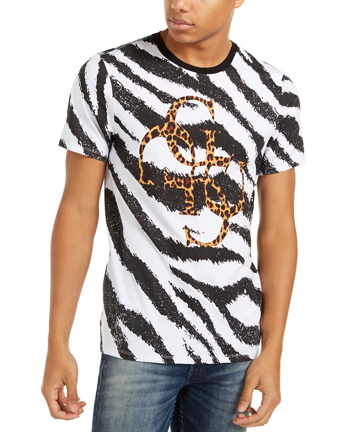 GUESS Men's Zebra Stripe Quatro Logo T-Shirt - Macy's
