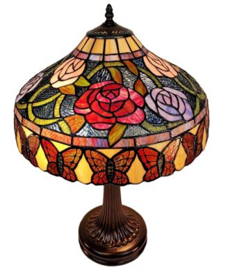 Tiffany Style Roses and Butterflies Table Lamp