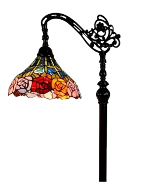 Amora Lighting Tiffany Style Roses Reading Floor Lamp In Multi