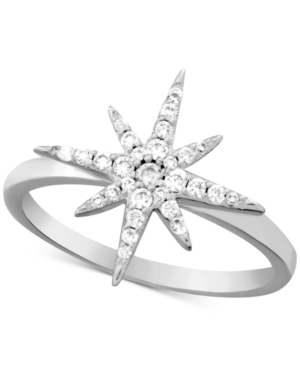 image of Essentials Cubic Zirconia Starburst Ring in Fine Silver-Plate