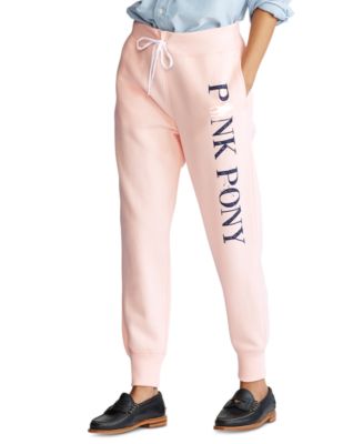 Polo Ralph Lauren Women's Pink Pony Fleece Sweatpants - Macy's