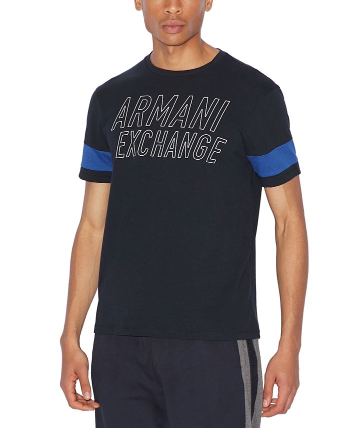 A|X Armani Exchange Men's Varsity Stencil AX Logo Striped Sleeve T ...