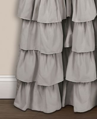 Allison Ruffle Light Filtering Window Curtain Panels Pair 40"W x 95"L Light Gray - Coquette Curtains for Bedroom - Ruffle Curtains Kids