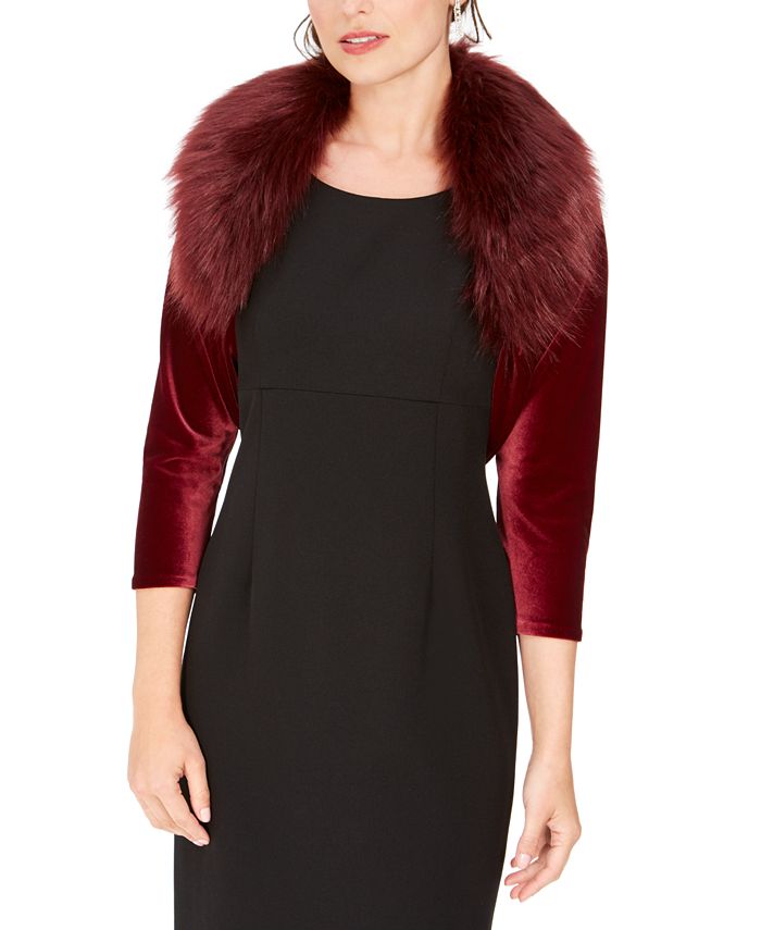 Fur collar shrug top