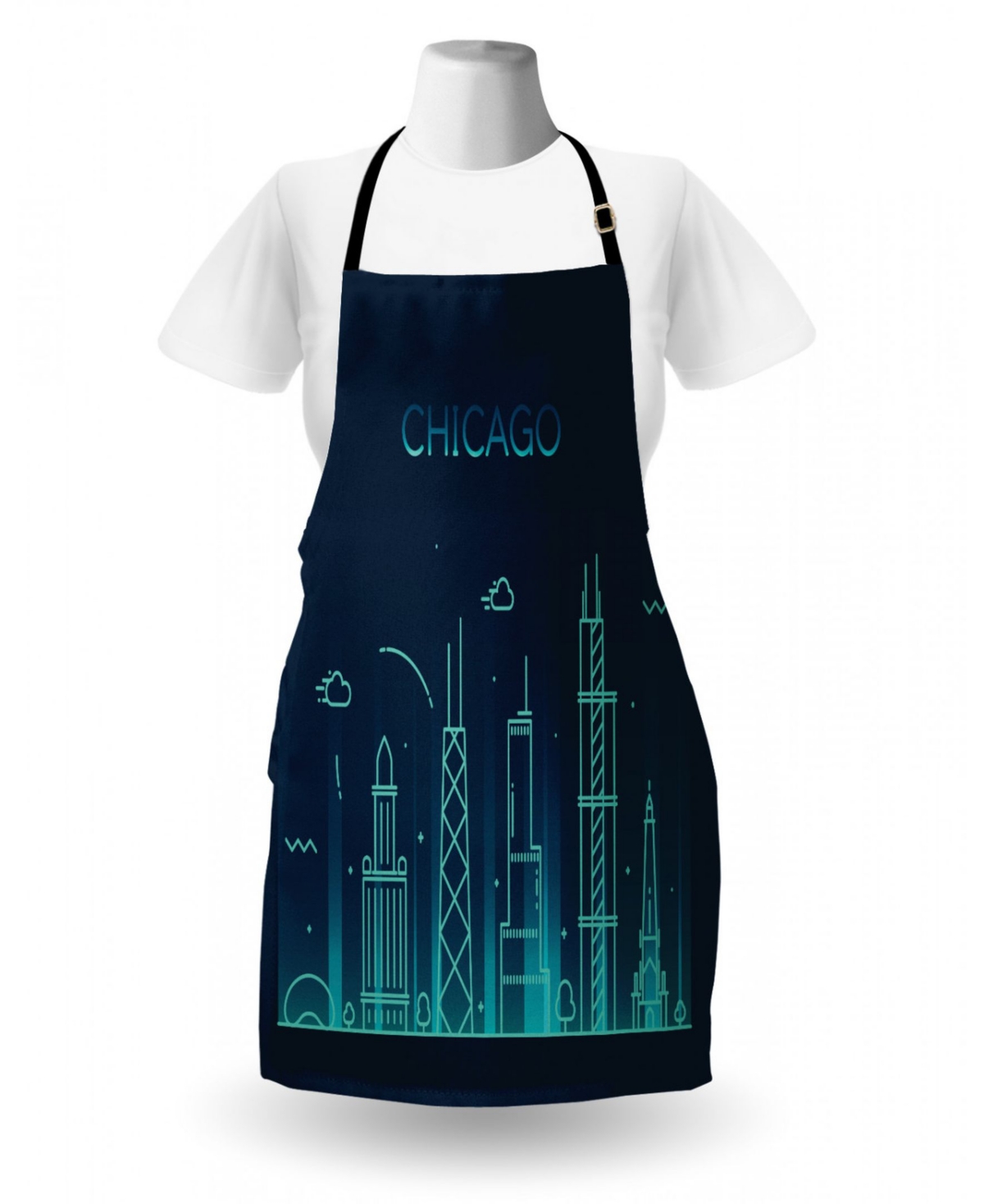Ambesonne Chicago Skyline Apron