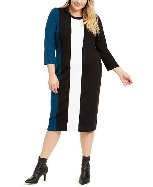 Inc Plus Size Colorblocked Sweater Dress Created For Macy S