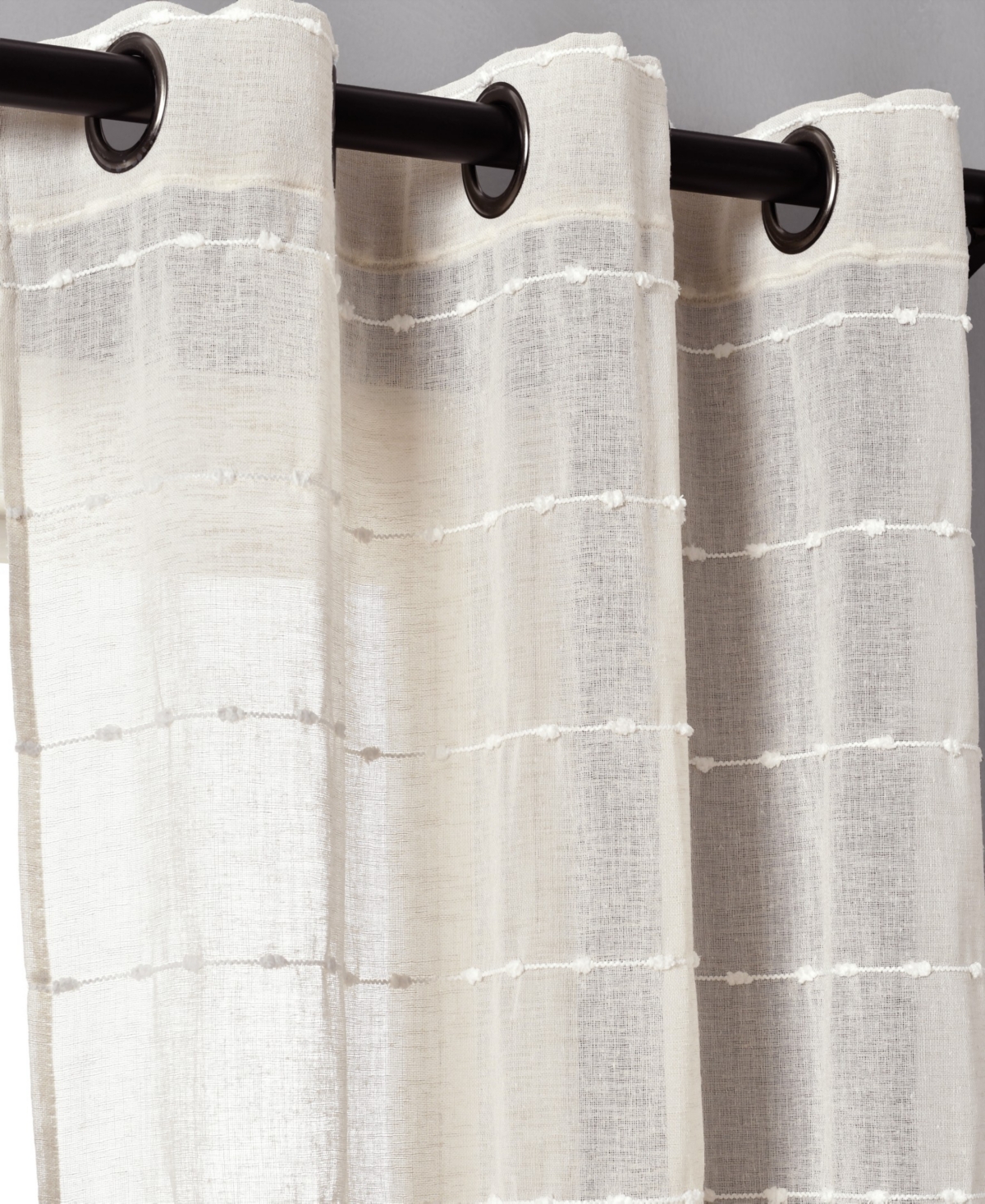 Lush Decor Farmhouse Textured Grommet Sheer Window Curtain Panels
