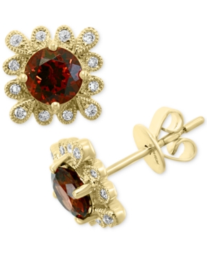 image of Effy Rhodolite Garnet (1-1/3 ct. t.w.) & Diamond (1/3 ct. t.w.) Stud Earrings in 14k Gold