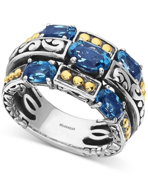 image of Effy London Blue Topaz Statement Ring (3-1/2 ct. t.w.) in Sterling Silver & 18k Gold