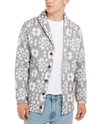 levi's men's reverve geometric fleece cardigan