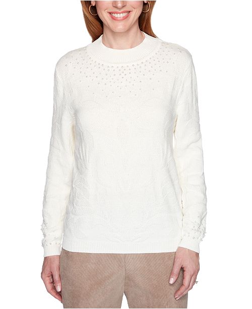 First Frost Knit Pattern Embellished Sweater