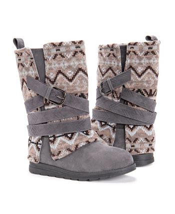MUK LUKS Women's Slope Nikki Boots - Plush Faux Suede & Sweater Detail Pull-On Boots - View #6