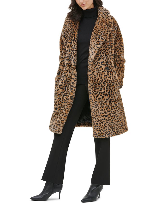 Calvin Klein Leopard Faux-Fur Coat & Reviews - Coats & Jackets - Women ...