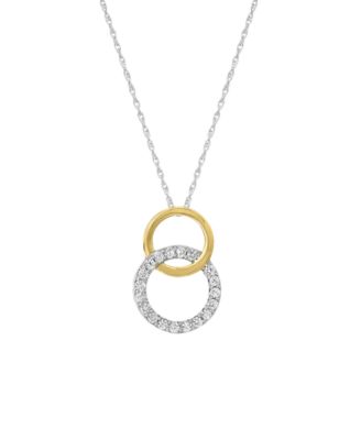 241 WEAR IT BOTH WAYS Diamond Interlocking Circle Pendant Necklace (1/5 ct. t.w.) in 14k Two-Tone White and Yellow Gold