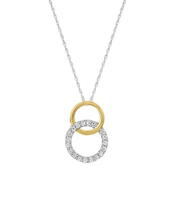 Macy's - WEAR IT BOTH WAYS Diamond (1/5 ct. t.w.) Interlocking Circles Pendant Necklace in 14k two-tone White and Yellow Gold