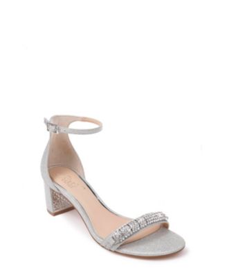 silver grey block heel shoes