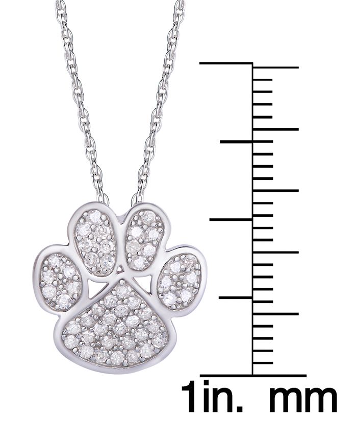 Macy's Diamond 1/4 ct. t.w. Paw Print Pendant Necklace in Sterling ...
