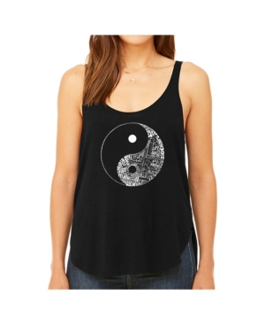 image of La Pop Art Women-s Premium Word Art Flowy Tank Top- Yin Yang