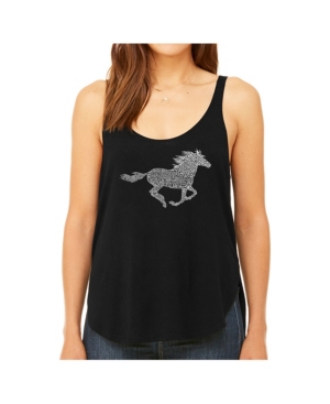 image of La Pop Art Women-s Premium Word Art Flowy Tank Top- Horse Breeds