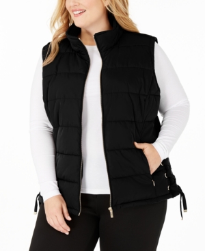Calvin Klein Plus Size Lace up Puffer Vest In Black ModeSens