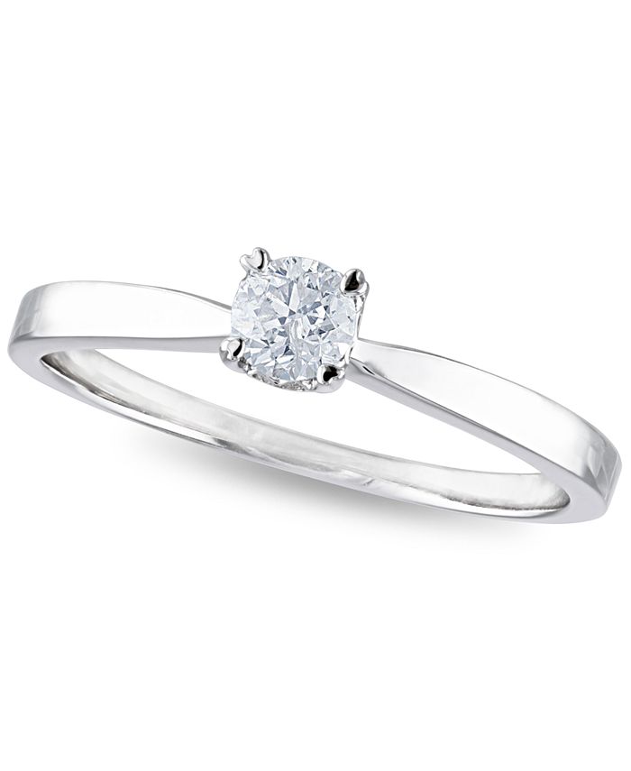 Macy's Diamond 1/4 ct. t.w. Solitaire Engagement Ring in 14k White or ...