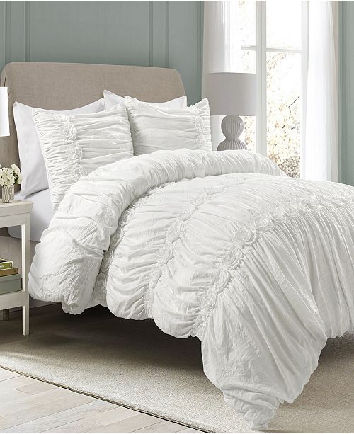 Lush Decor Darla Ruched 3 Piece King Comforter Set Reviews Bed