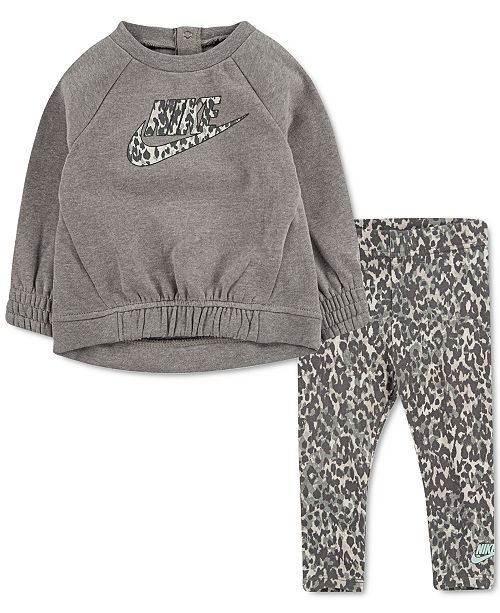 Nike Baby Girls 2 Pc Leopard Print Fleece Tunic Leggings Set