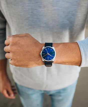 MVMT - Men's Nitro Element Blue Leather Strap Watch 43mm
