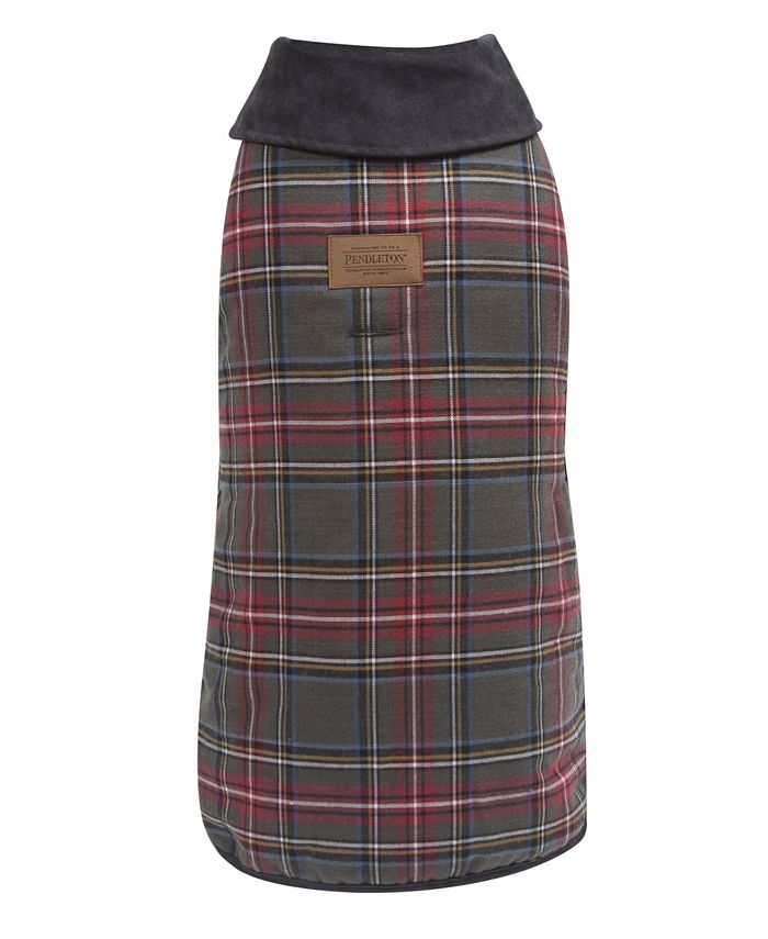 Macy's Pendleton Grey Stewart Plaid Dog Coat, Medium Macy's