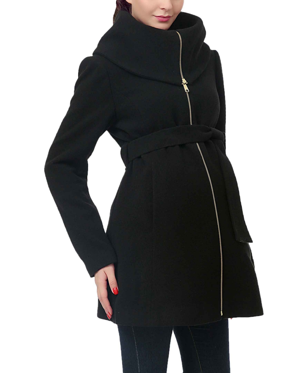 Kimi + Kai Mia Maternity Wool Blend Fold Collar Coat