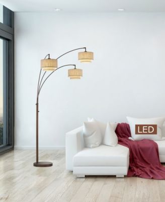 Lumiere III 80" LED Arched Floor Lamp Double Layer Shade with Dimmer