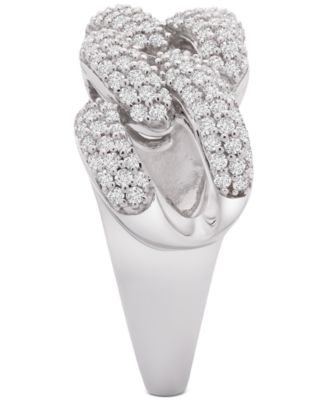 Diamond Link Detail Statement Ring (1 ct. t.w.) in Sterling Silver, Created for Macy's