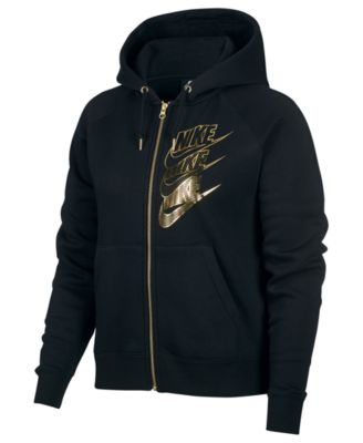 nike women's sportswear shine metallic logo zip hoodie