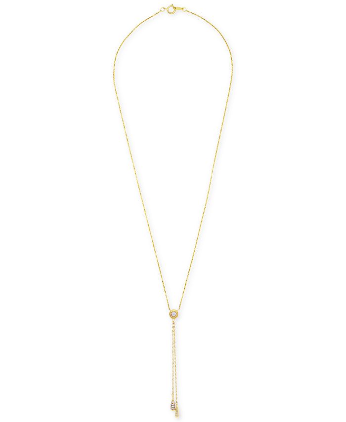 Wrapped - Diamond 20" Drop Pendant Necklace (1/10 ct. t.w.) in 14k Gold
