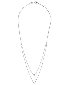 Diamond Double-Strand "V" 20" Pendant Necklace (1/5 ct. t.w.) in 14k White Gold, Created for Macy's