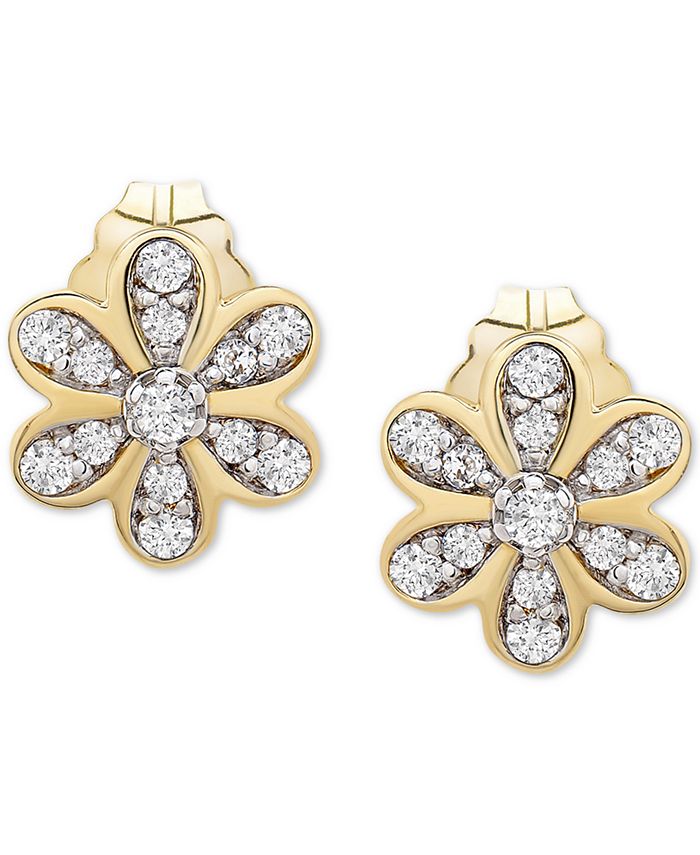 Wrapped - Diamond Flower Stud Earrings (1/10 ct. t.w.) in 14k Gold