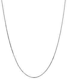 14k White Gold Necklace, 18" Plain Box Chain (1/2mm)