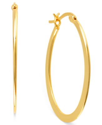 Hint of Gold 14k Gold-Plated Brass Earrings, 30mm Oval Hoop Earrings ...