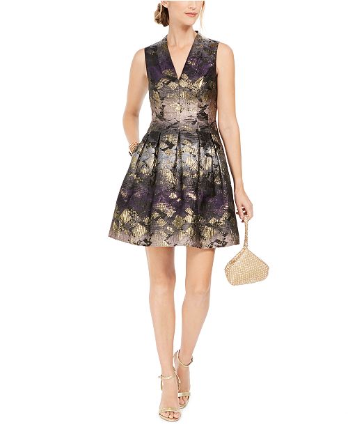 Vince Camuto Metallic Jacquard Fit & Flare Dress & Reviews Dresses