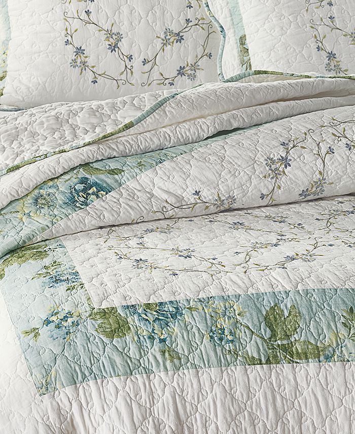 Martha Stewart Collection Quilted Embroidered Floral Queen Bedspread