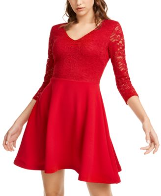 red flare dress with sleeves