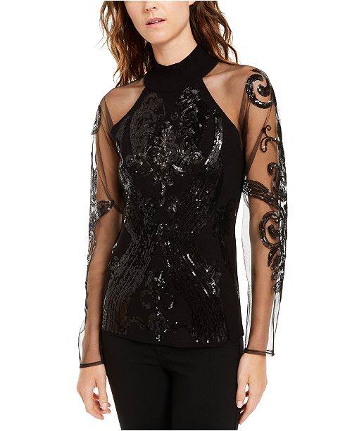 INC International Concepts INC Sequinned Illusion Sweater, Created For Macy's