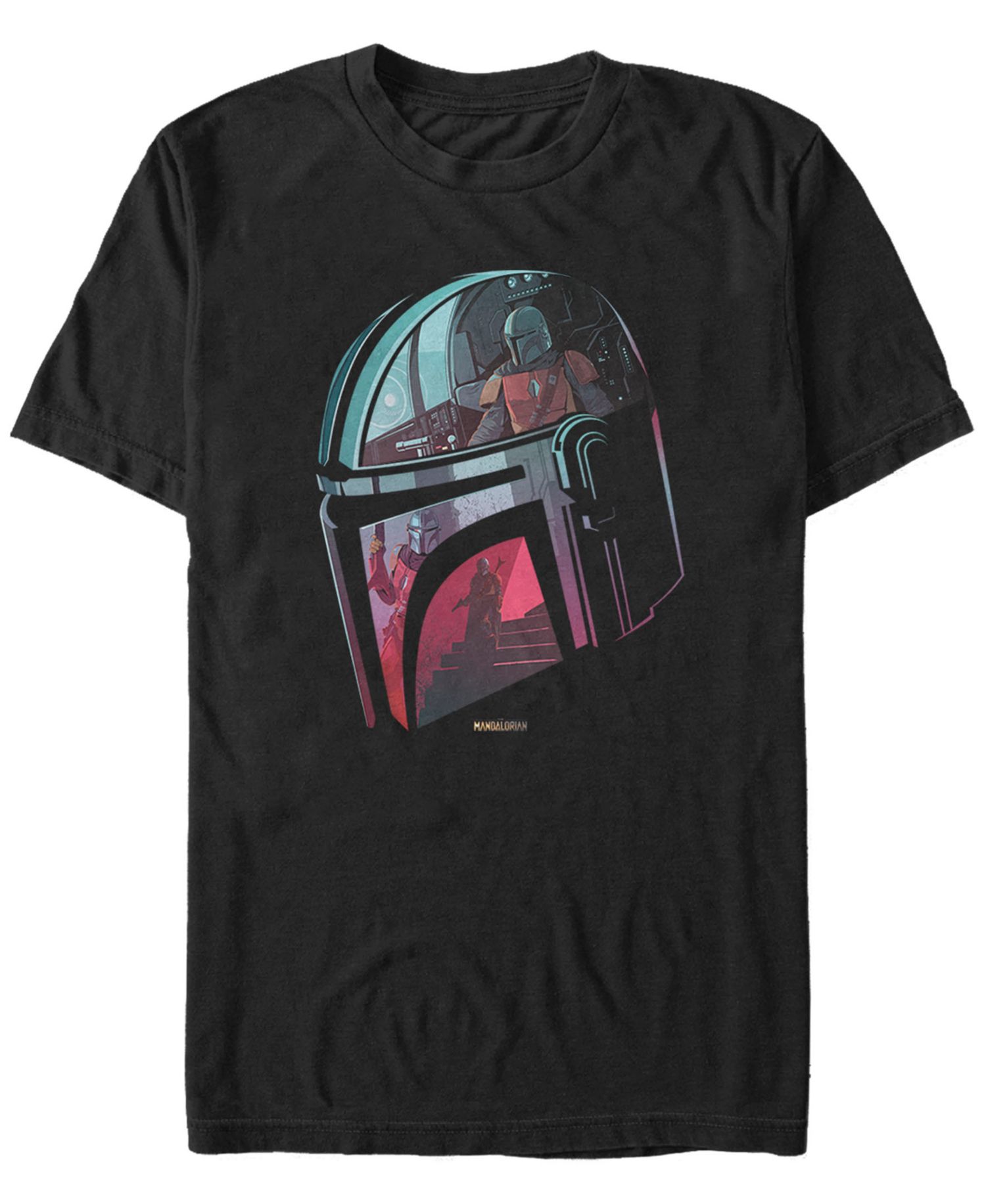 Men's Star Wars Men's Mandalorian Helmet Reflection T-Shirt