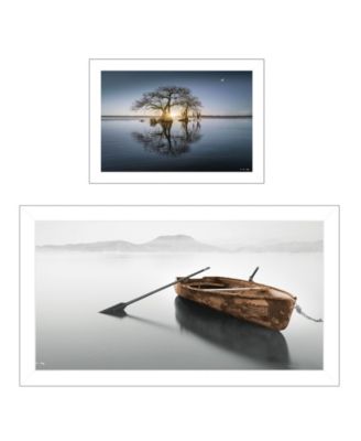 Tree Reflections 2-Piece Vignette by Moises Levy, White Frame, 39" x 21"