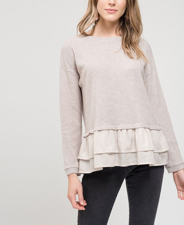 Blu Pepper Contrast Ruffle Hem Knit Top Macy's